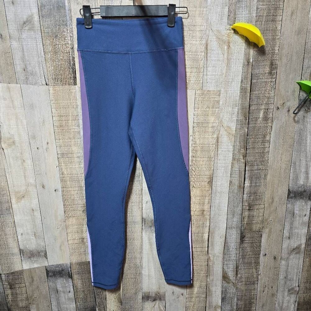 Calme Johnny Was Blue and Purple Color Block Athletic Leggings NWOT